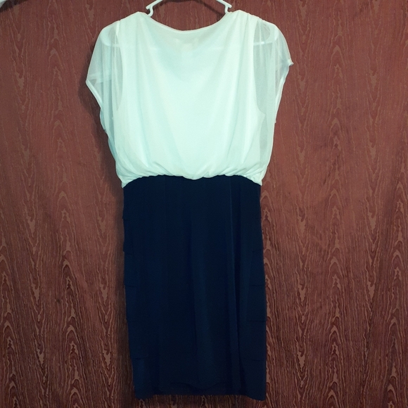 ENFOCUS STUDIO NAVY BLUE AND WHITE COCKTAIL DRESS SIZE 10 - Picture 2 of 7